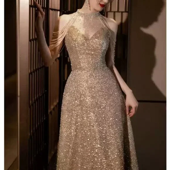 Sparkling Formal Ballgown Maxi Dress - Picture 5 of 5